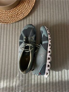 Lightweight Sage Green and Gray Women's Athletic Shoes